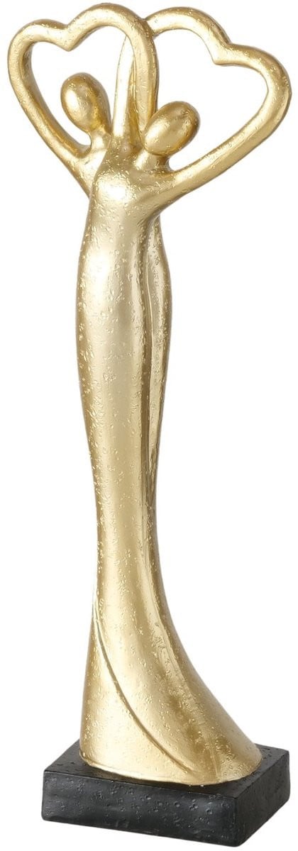 Gilde Beeld Hartenpaar man/vrouw goudkleurig polyresin Hoogte: 29 cm