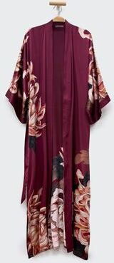 KIM + ONO Kiku Men's 100% Silk Kimono Robe - Long   KIM+ONO - wine / one size