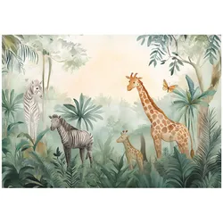 FOTOTAPETE Kinderzimmer Tiere Wald Tapete Kinder 200x140
