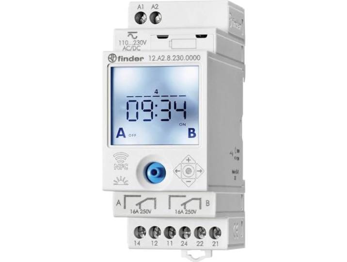 Horloge Digitale astronomique\, série 12 Finder 12.A2.8.230.0000 90-264 V DC/AC N/A 16 A 250 V/AC 750 VA 1 pc(s)