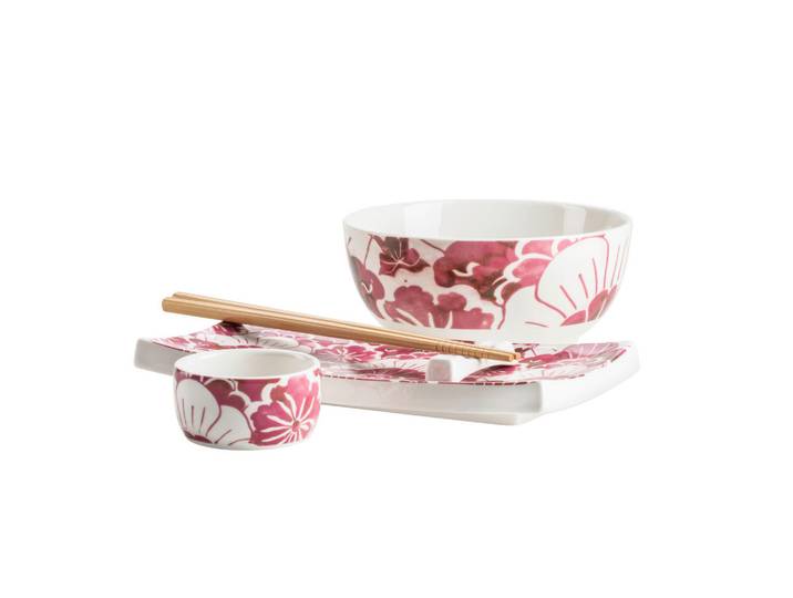 Mäser Chinesisches Tafelservice, Weiss, Flieder, Keramik, 10-teilig, Geschirr, Geschirr-Sets, Tafelservice