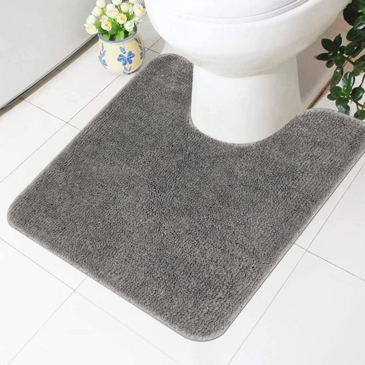 Zachte Microfiber Badmat met Antislip in U-vorm - Grijs