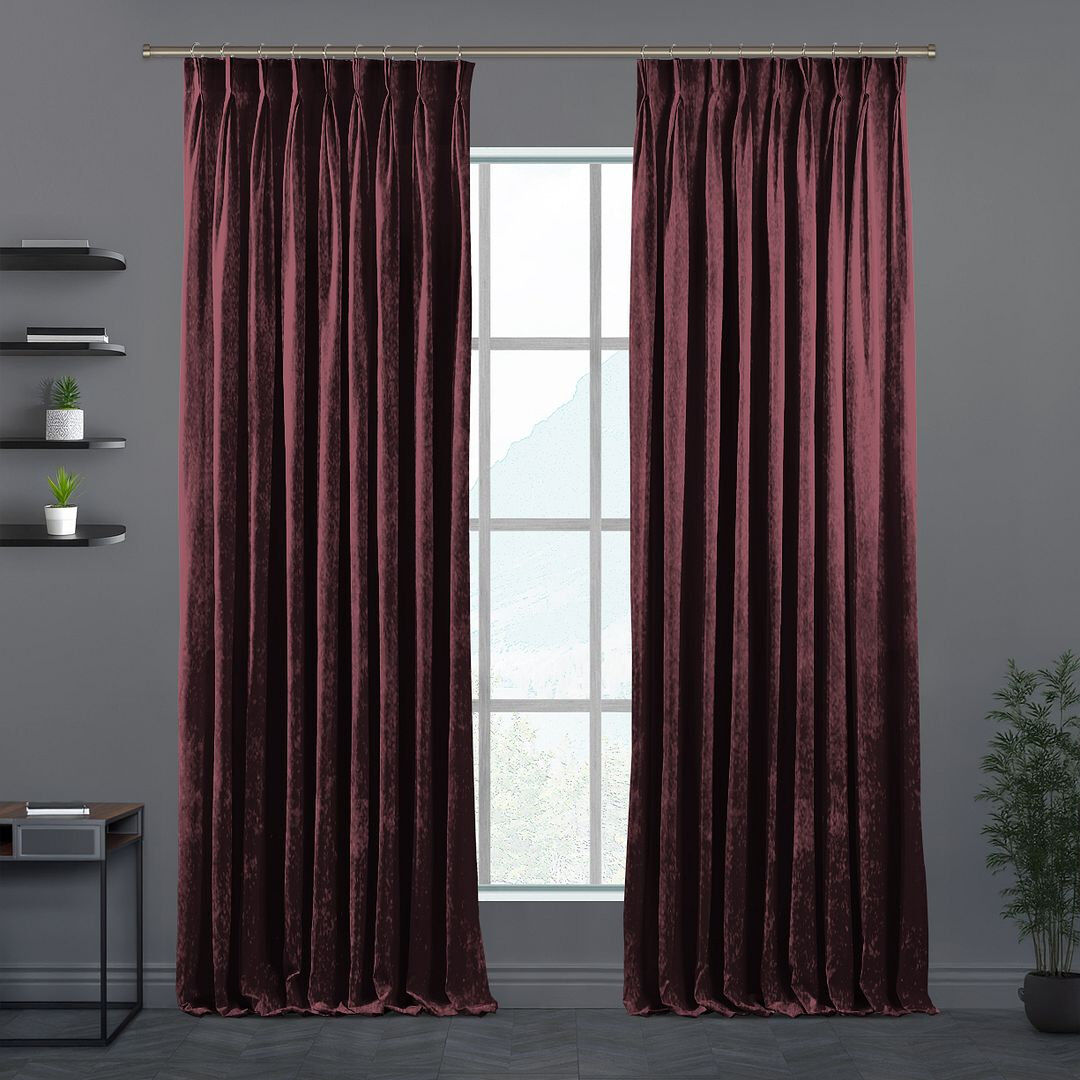 Lilijan Home & Curtain Velvet Single Curtain Panel Burgundy 65cm Width x 400cm Drop