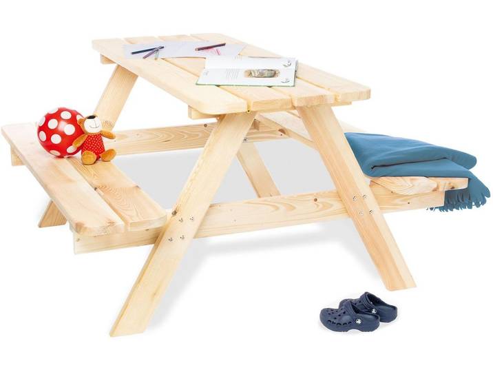 Garten-Kindersitzgruppe PINOLINO Nicki , beige (natur), B:119cm H:65cm T:118cm, Sitzmöbel-Sets, Garten-Kindersitzgruppe