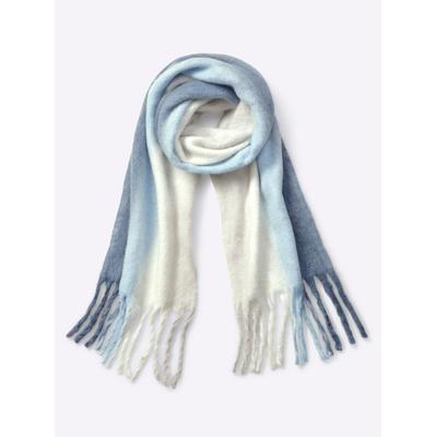 Modeschal HEINE, Damen, blau (marine, ecru), Polyester, gemustert, Modetücher