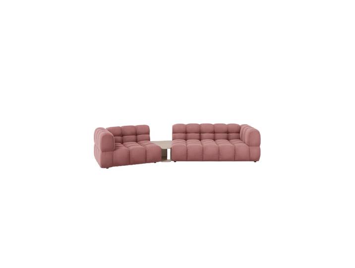 3-Sitzer Design Sofa „Sky“ mit Beistelltisch Samt Flamingo Rosa chosen by Bloomingloft
