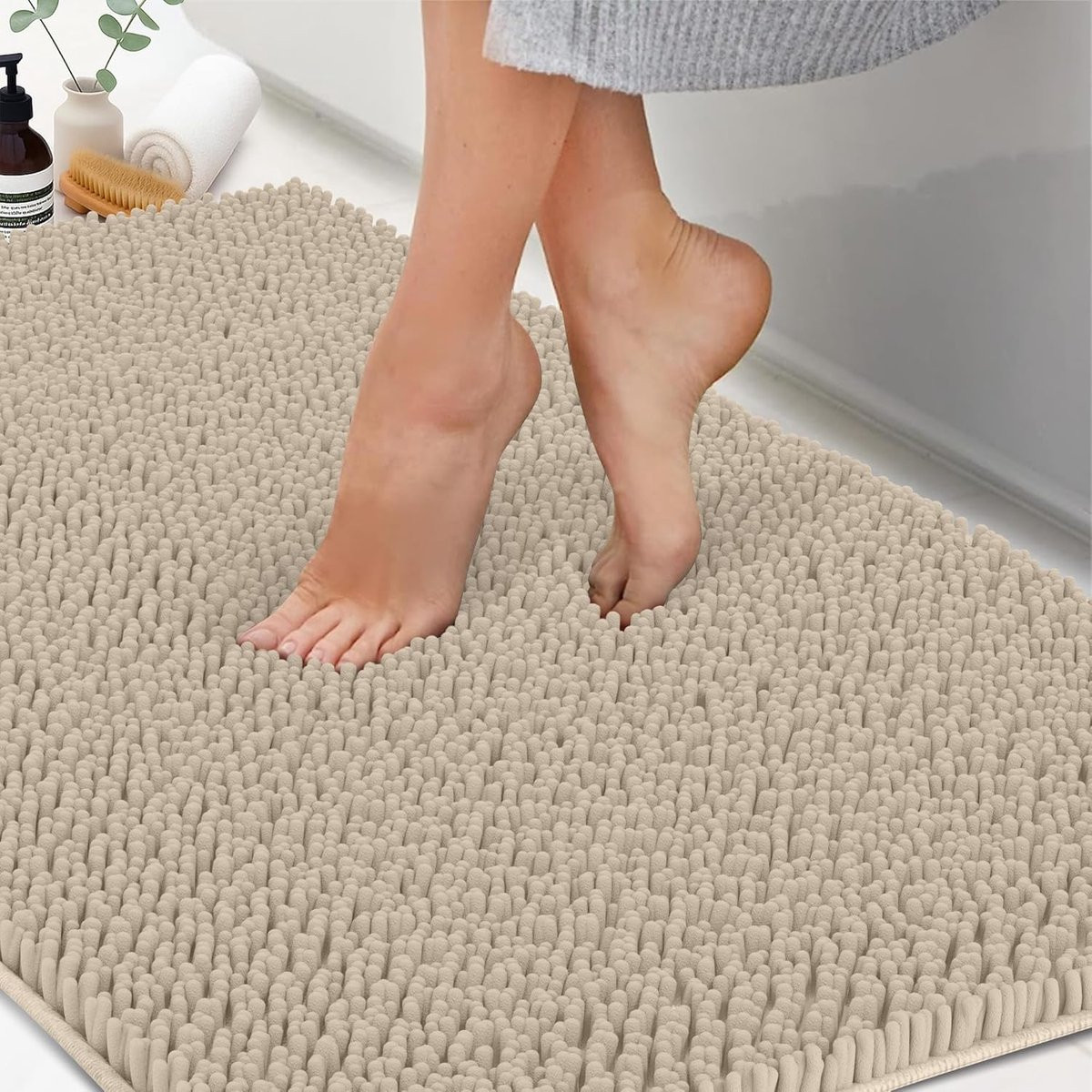 Pluche microvezel lange loper - Antislip en absorberende badmat voor badkamer, douche of slaapkamer