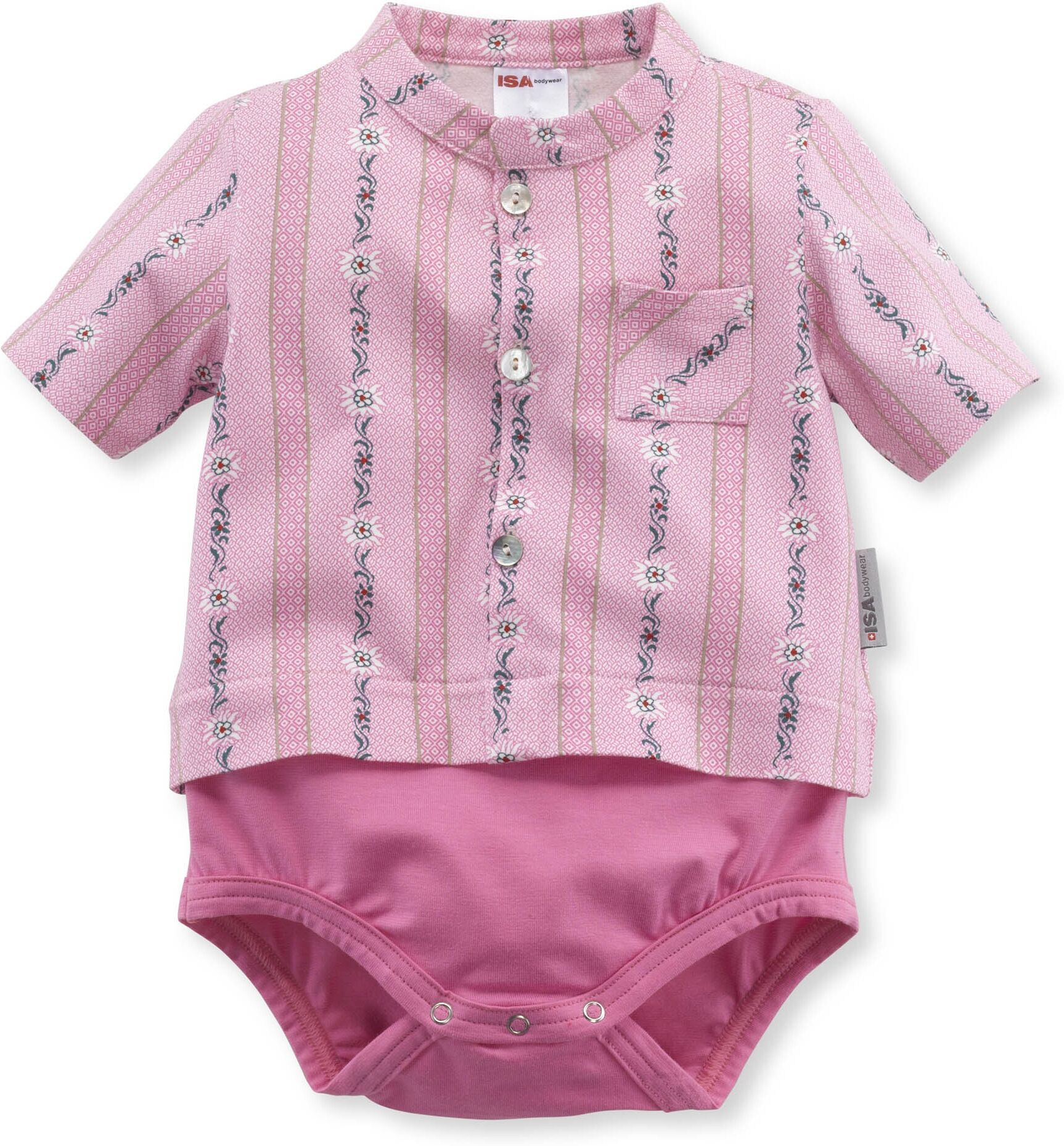 Body ISA BODYWEAR "Body kurzarm", Baby, Gr. 62, N-Gr, pink, Obermaterial: 95% Baumwolle CO. 5% Elasthan EL., Bodys Body pink 62, N-Gr