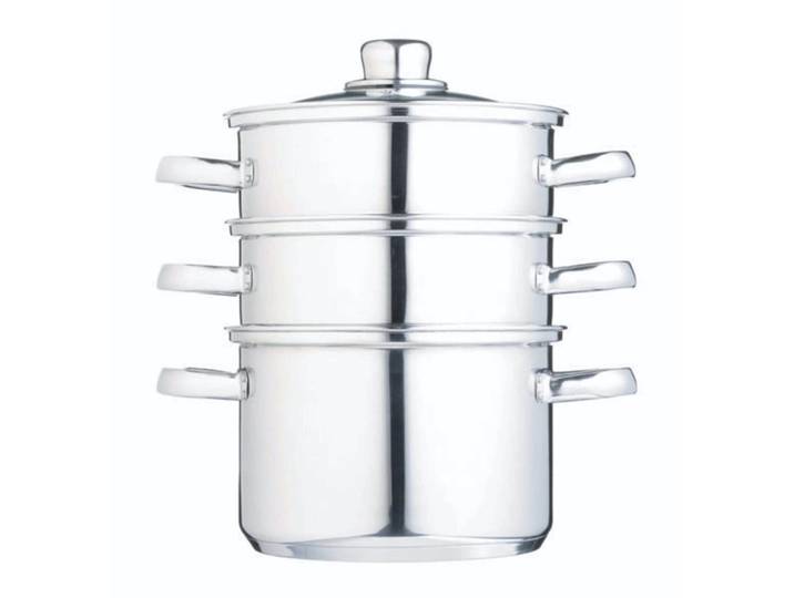 Cuiseur vapeur 3 niveaux 18cm en acier inoxydable argenté