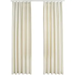 vidaXL Verdunkelungsvorhänge mit Haken 2 Stk. Samt Creme 140x245cm