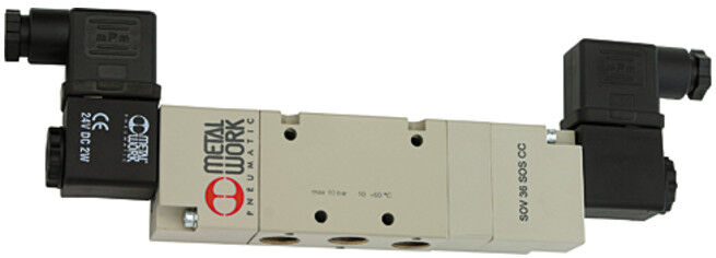 Riegler Électrovanne 5/3 voies, électropneumatique, milieu fermé, G 1/2, 24 V CC (517.303)
