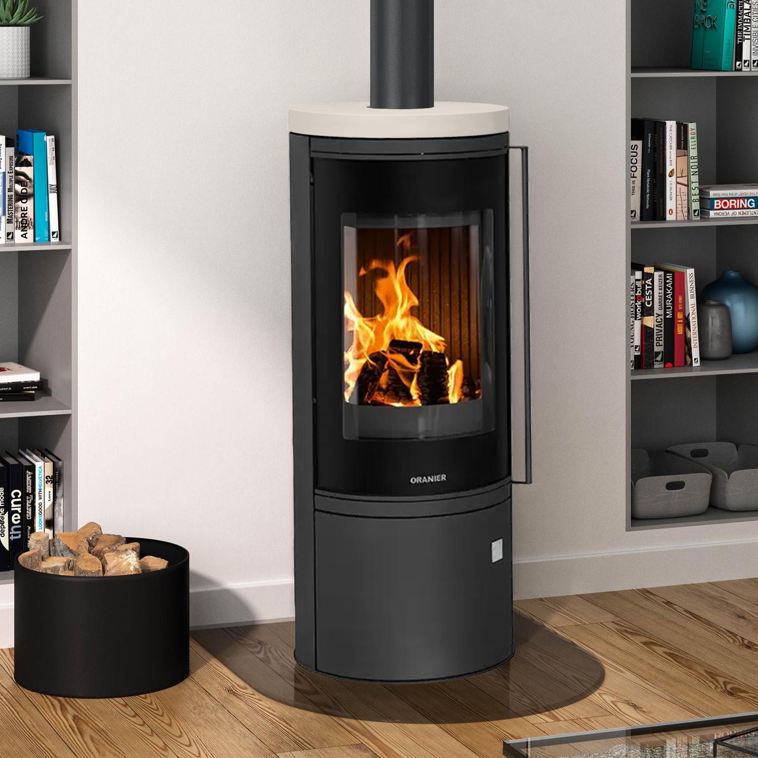 Oranier | Kaminofen | Arena 2.0 | 7 kW | Stahl Schwarz, Top Kalkstein