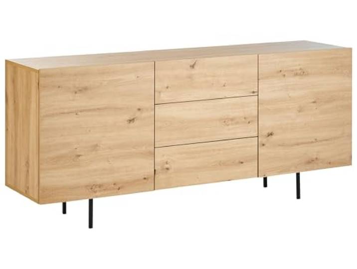 Modernes Sideboard heller Holzfarbton mit 3 Schubladen und 2 Türen Kenora