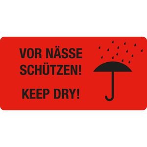 Eichner Hinweisetiketten Vor Nässe schützen, 50 x 100mm, selbstklebend, auf Rolle, 250 Stück