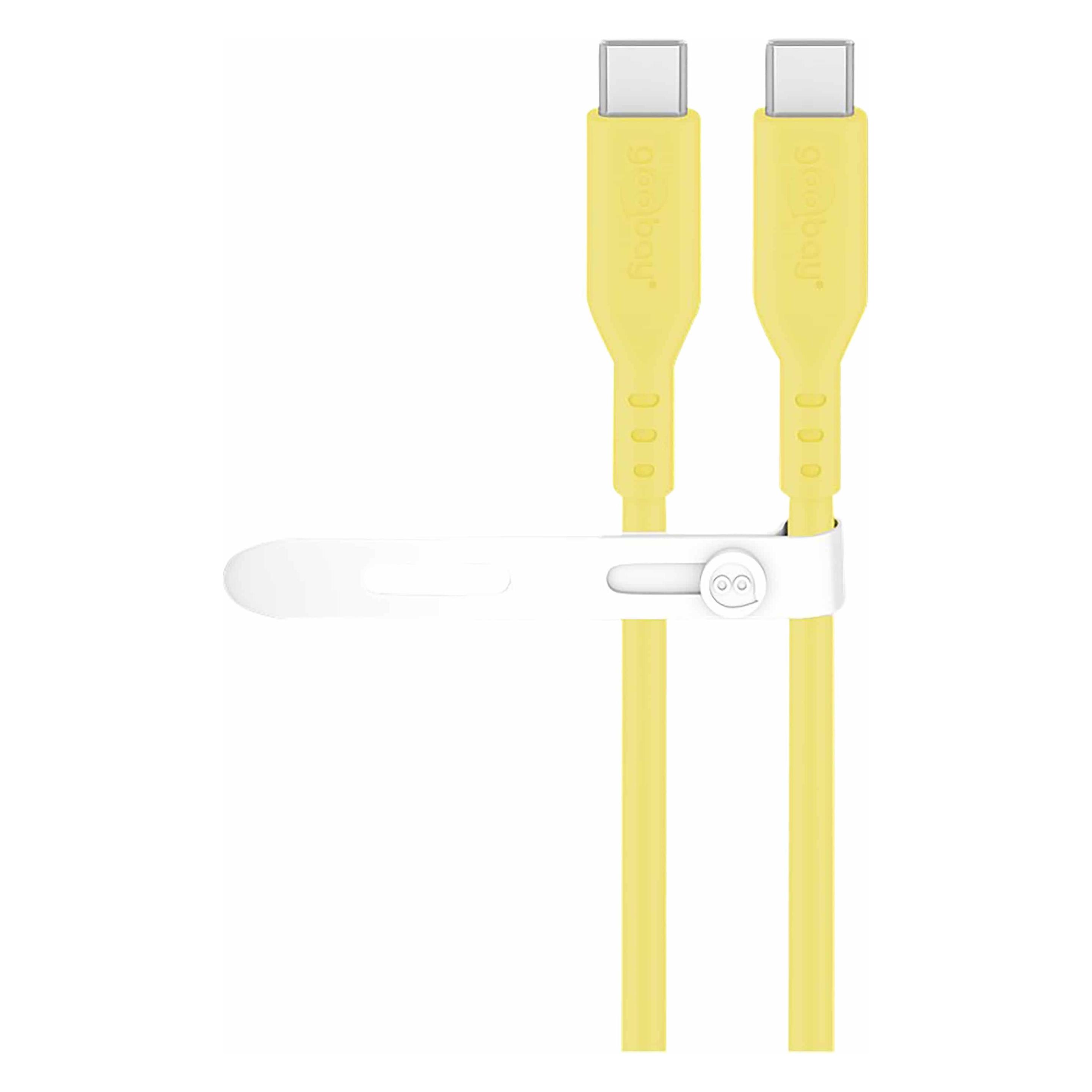 Goobay USB-C-Silikonkabel, 1,5 m, gelb (1.50 m, USB 2.0, 60 W) (77742)