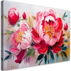 WANDBILD Blühende rosa Pfingstrosen Blumen 90x60cm