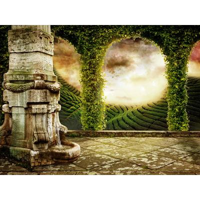 Fototapete PAPERMOON "Mystische Landschaftsansicht", bunt, B:4m L:2,6m, Vlies, Tapeten
