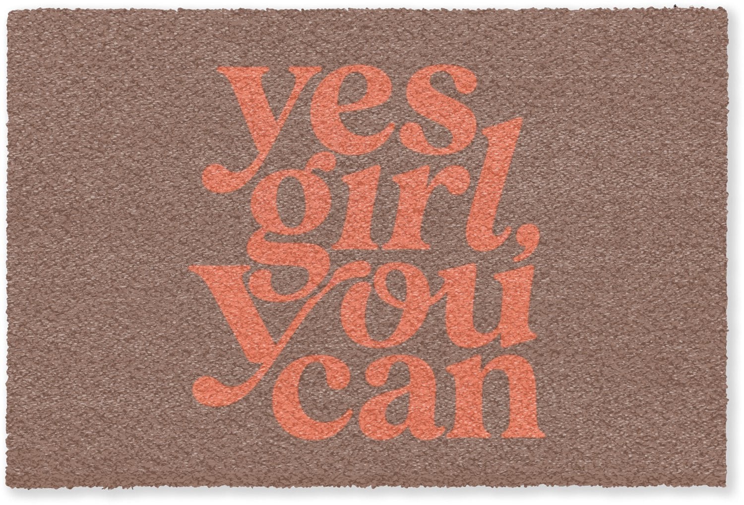 Deurmat Yes girl you can - Oranje/Bruin - 180 x 120 cm - Schoonloopmat voor binnen