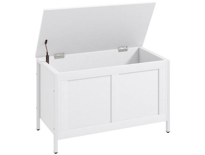 YWJ Coffre Rangement 95L Couvercle Banc Charnière Sécurité 80x40x50cm Blanc Veiné Chambre