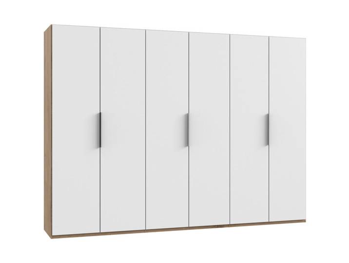 Mid.you Drehtürenschrank Wimex Level 36A, Weiß, Eiche, 3 Fächer, 300x216x58 cm, BQ - Bündnis für Qualität, Made in Germany, DIN EN ISO 9001, umfangreiches Zubehör erhältlich, in verschiedenen Größen und Holzdekoren erhältlich, Schlafzimmer, Kleiderschränke, Drehtürenschränke