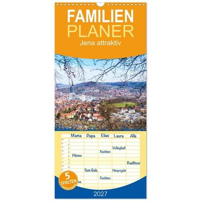 Familienplaner 2027 - Jena attraktiv mit 5 Spalten (Wandkalender, 21 x 45 cm) CALVENDO
