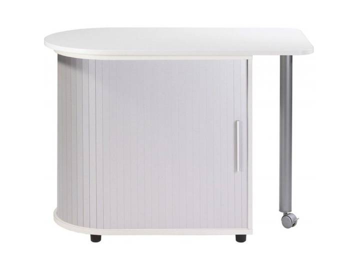 Bureau Informatique Blanc et Table Pivotante - Aluminium - L 105 x l 55 x H 74.7 cm