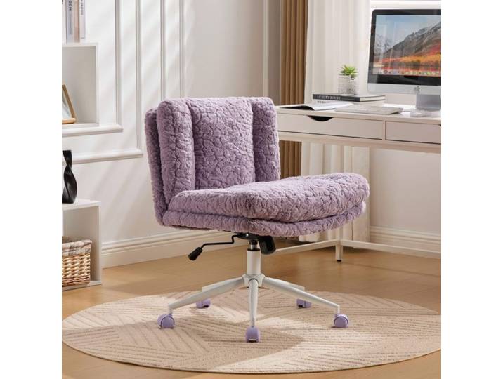 Chaise de bureau large 26 4″ - BELLEMAVE - Chaise pivotante à hauteur réglable - Siège de bureau - Chaise maquillage - Violette
