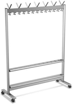 Mobiler Reihen-Garderobenständer, Leichtmetall, 1360 mm breit, mit Schirmhalterung