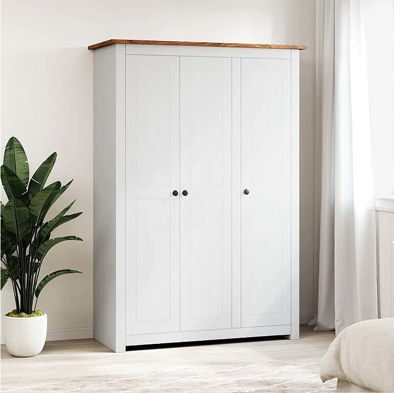 vidaxl Armario de 3 puertas pino Panamá Range blanco 118x50x171,5 cm