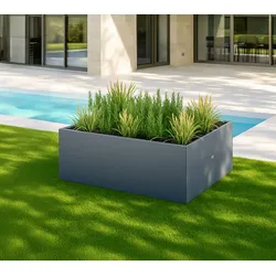 Herstera Garden Cube Low XL | flacher Outdoor Pflanzkasten | 150x100x50 cm - Anthrazit