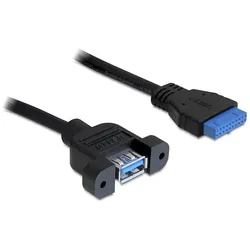 DeLOCK 0.5m USB 3.0 F/F USB Kabel 0,5 m USB A IDC Schwarz