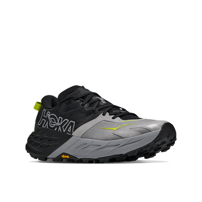 Trailrunningschuh HOKA ONE ONE "Speedgoat 7", Herren, Gr. 42,5, schwarz, stellar grau, Synthetik, Textil, Schuhe, für neutrale Pronation, normale Dämpfung, atmungsaktives Obermaterial