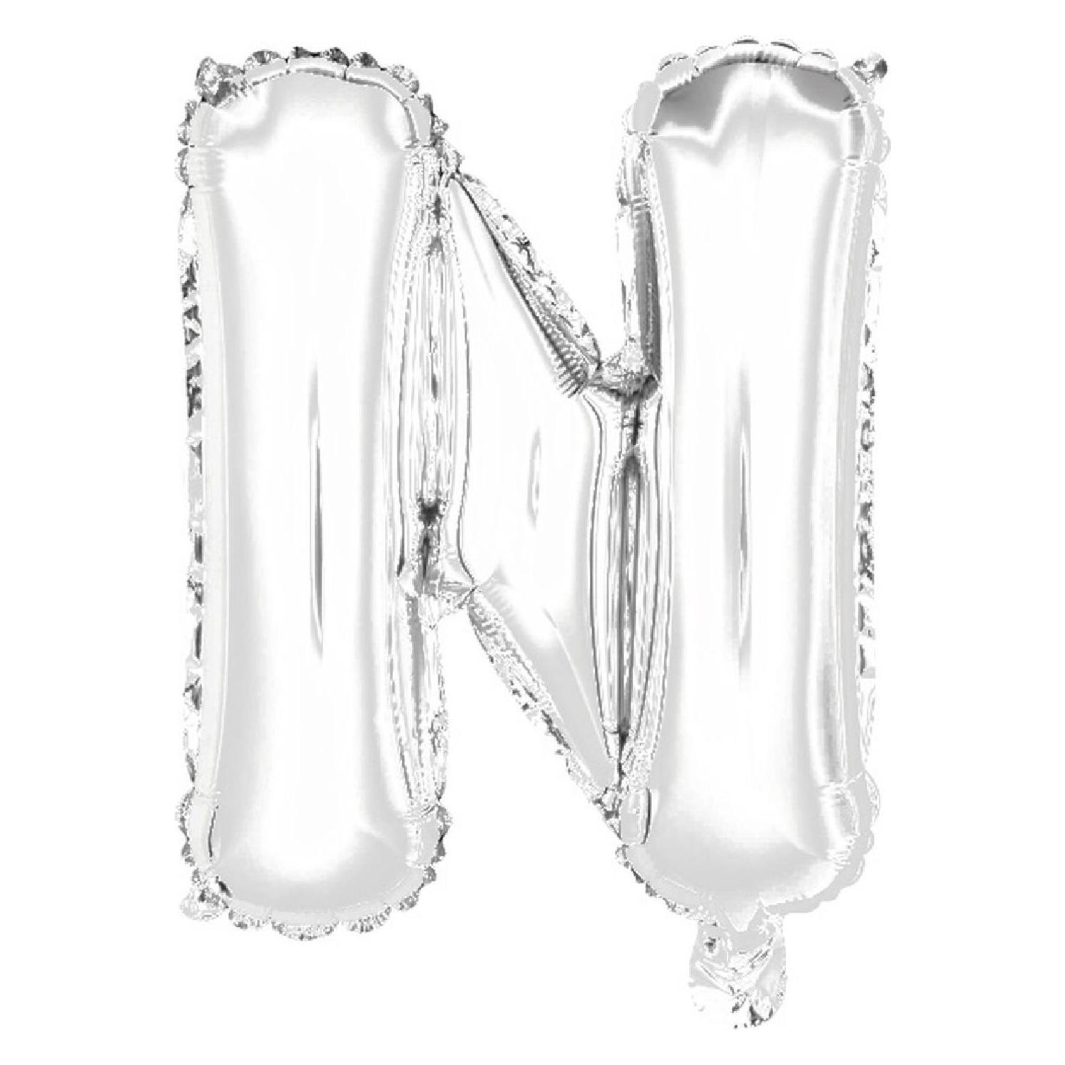 Riethmüller Mini Buchstabe N Silber Folienballon N16 verpackt (5x) (9909621)