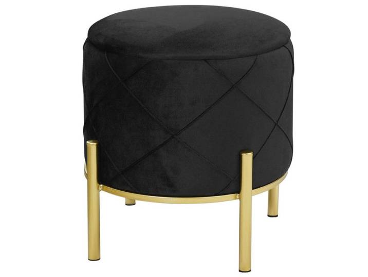 Pouf de Rangement avec Couvercle matelassé AKORD SAVANA velour colour Noir hauteur 40 cm