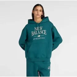 NEW BALANCE Damen Kapuzensweat Trackside Fleece Hoodie, Größe M in Grün 616