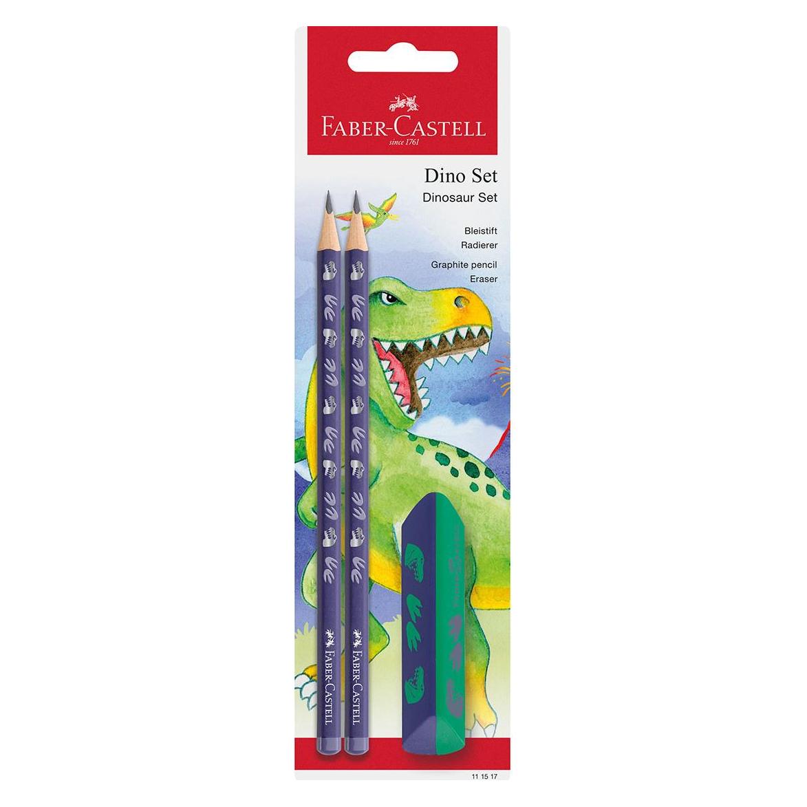 Faber-Castell Schreibset Dino Bleistift + Radierer (HB, 2x) (111517)