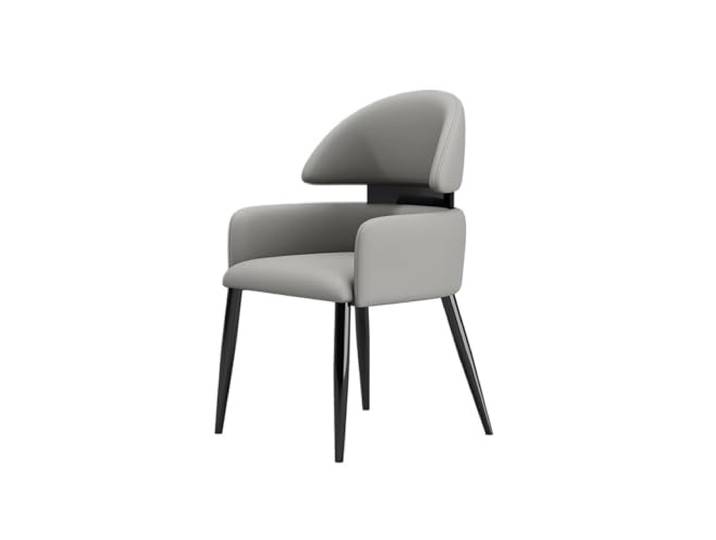 Xumh2024-3 Küchenstuhl Mid-Century Modern Esszimmerstühle, mit Armlehnen, Kunstleder-Esszimmerstühle for die Küche schwarzen Metallbeinen(Grigio)