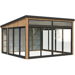 Palmako Glashaus Saga 16,6 m2 Slide Plus hellbraun tauchgrundiert