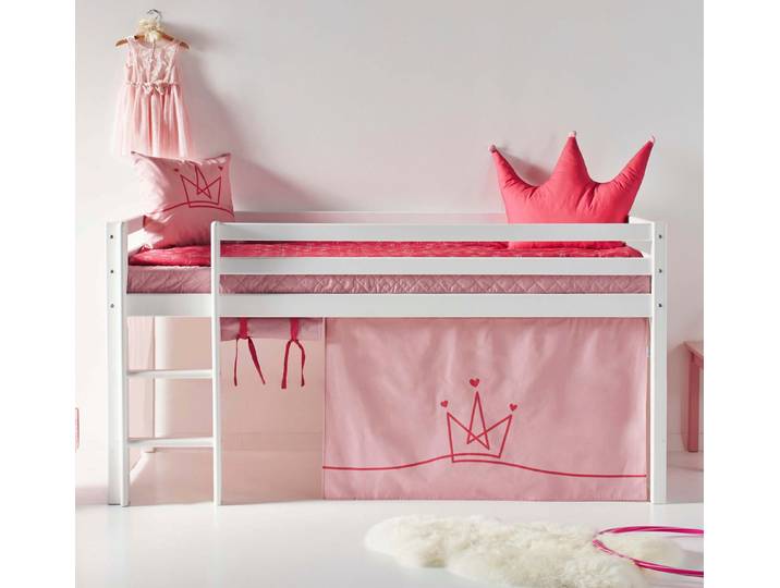 Hoppekids Hochbett ECO Dream, Kinderbett, Spielbett, Halbhohes Bett aus Massivholz inkl. Vorhang-Set Creator, Bettgröße & Matratze wählbar