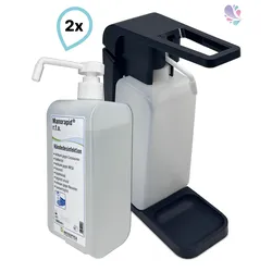 SET: Blanc Hygienic Hebelspender 1.000ml + 2x 1 Liter Haut- und Händedesinfektion mit vormontierter Pumpe
