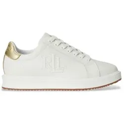 Lauren Ralph Lauren für Damen. 802974379002 Ainsley Lederpantoffeln mit weißem Besatz (39), Wohnung, Schnürsenkel, Lässig, Sportlich