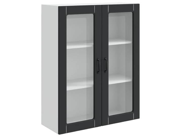 fsahslih Küchenwandschrank Schwarz 80 x 31 x 100 cm Holzwerkstoff Kompakter Hängeschrank für die Küche mit 2 Türen und 3 Fächern für geordnete Aufbewahrung von Geschirr und Kochutensilien.