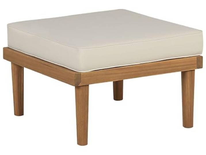 Outdoor Ottomane Akazienholz hellbraun mit Auflage beige Rustikal Baratti