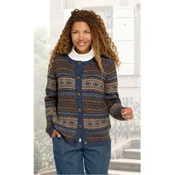 Alpaka-Strickjacke in Jacquard blau in Größe 36/38 von DW-Shop, Blau, 36/38