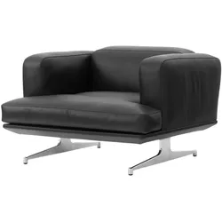 &Tradition Inland AV21 Sessel, polished aluminium / noble aniline leder schwarz