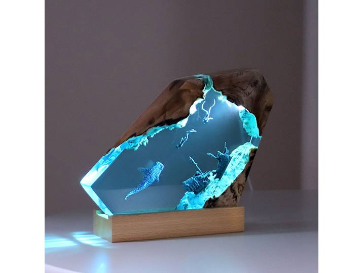 Nouveau créatif intérieur chambre bureau Table décoration Accents océan Art artisanat lumineux lampe de Table résine époxy veilleuse cadeau