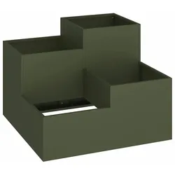 Helloshop26 - Modernes rechteckiges Garten-Pflanzgefäß 80 x 80 x 60 cm matte Oberfläche aus olivgrünem Stahl