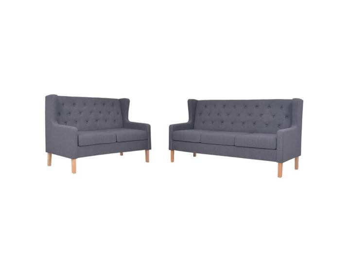 vidaXL 2-tlg. Sofa-Set Stoff Grau
