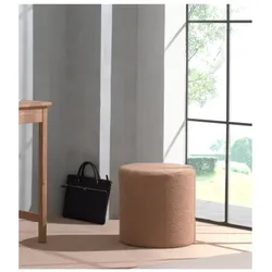 MOON Polsterhocker in Rund, 41,5 cm hoch, Bezug trendiger Boucle Stoff in Braun