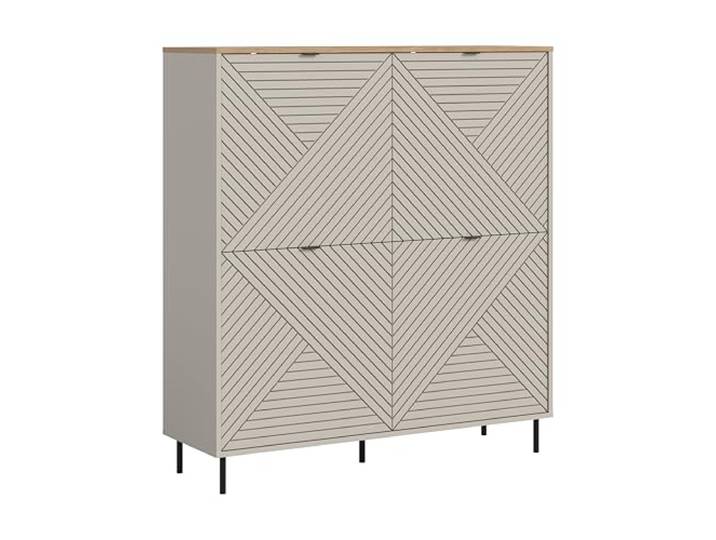 xonox.home – Highboard Campus 124x135x40 cm in Kaschmir Nachbildung – Hoher Schrank mit 4 Türen & 8 Fächern – Vielseitige Stauraumlösung mit 4 Einlegeböden für eine organisierte & saubere Lagerung